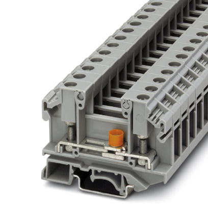 Phoenix Contact Test Disconnect Terminal Block; OTTA 6-T; 30A; 600V; M4 Thread; Bolt Connection; Gray